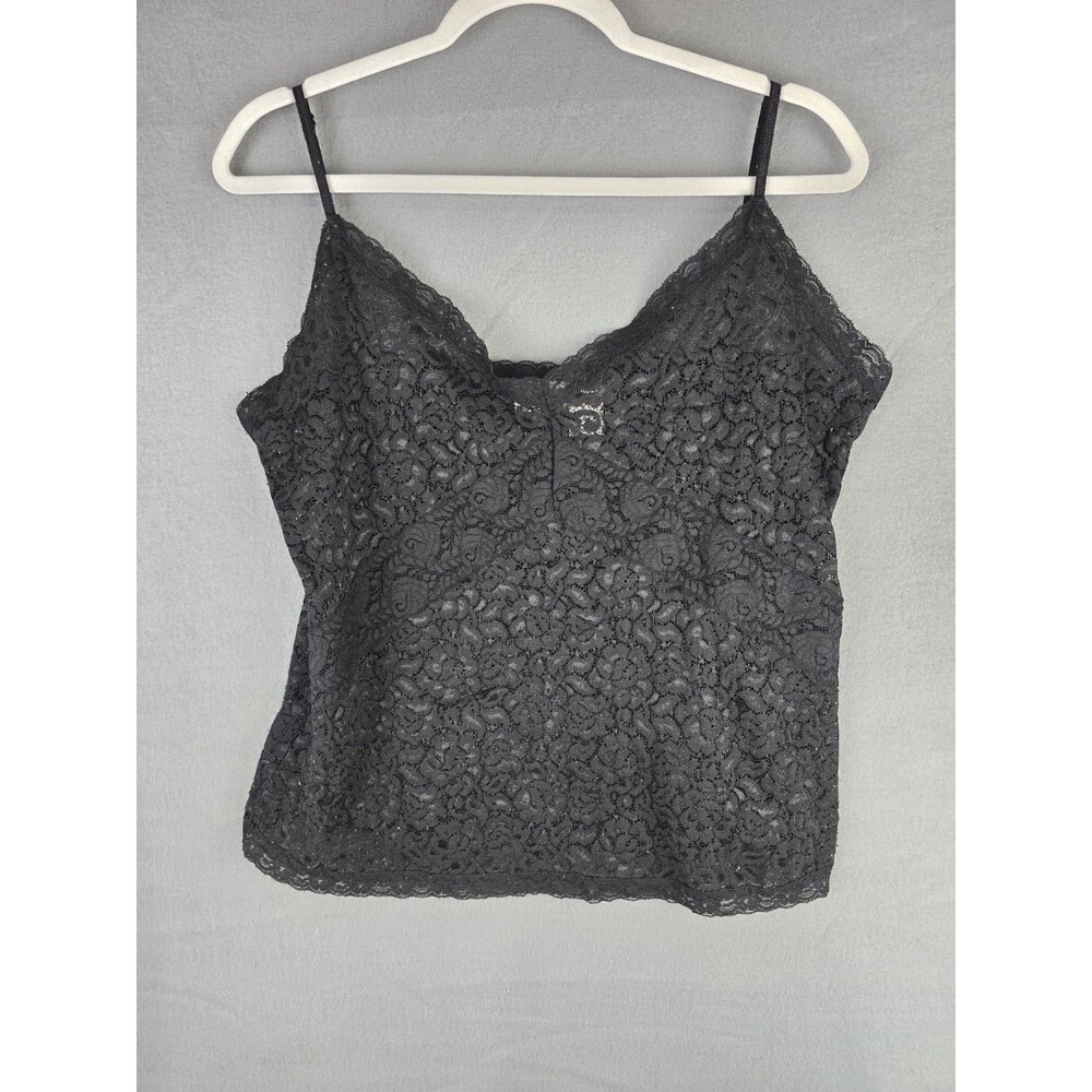 Vintage‎ Enchanted Lace Cami Tank Top Women's 1X Black Dark Romantic Goth Grunge